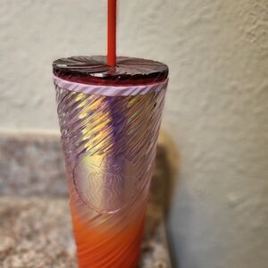 Starbucks Iridescent Tumbler with Vibrant Red Straw 24 oz